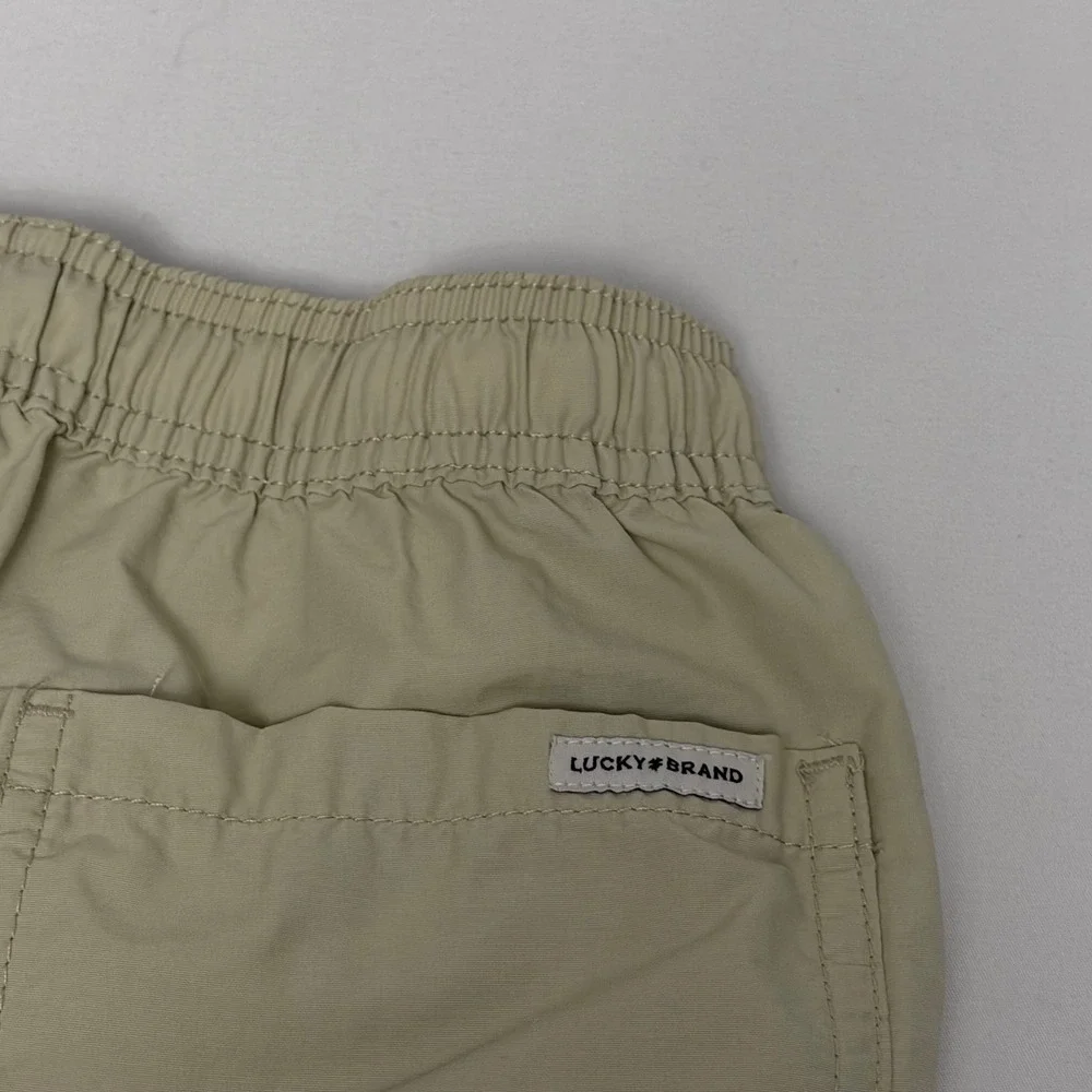 Lucky Brand Boys Khaki Chino Shorts Size S 8 Elastic Waist Drawstring Tan Casual